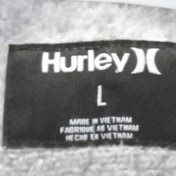 Hurley Zip Hoodie Sweater Grey w/ Black Flecks Kid L 2 Pocket Fleeced Lined Hood - Picture 5 of 12
